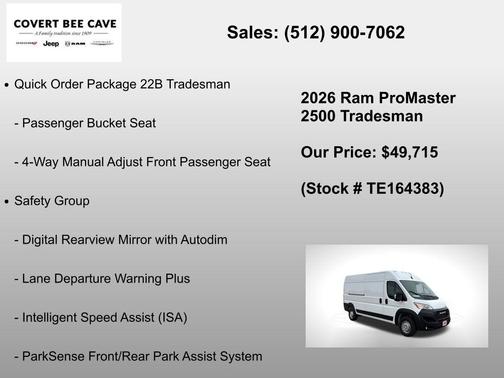Bright White Clearcoat 2026 RAM ProMaster 2500 High Roof