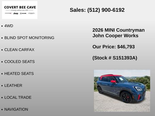 Blue Metallic 2026 MINI Countryman John Cooper Works