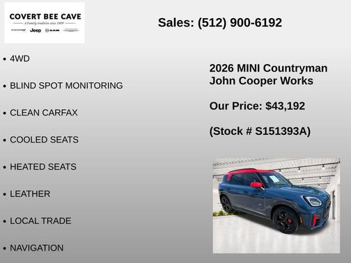 Blue Metallic 2026 MINI Countryman John Cooper Works