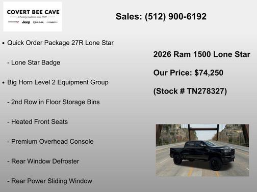 Diamond Black 2026 RAM 1500 Big Horn/Lone Star