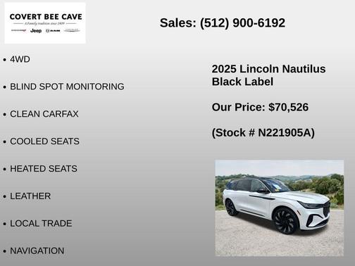 White Platinum Clearcoat Metallic 2025 Lincoln Nautilus Black Label