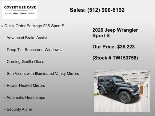 Black Clearcoat 2026 Jeep Wrangler Sport