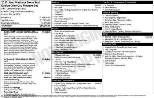 Gray Clearcoat 2023 Jeep Gladiator Texas Trail