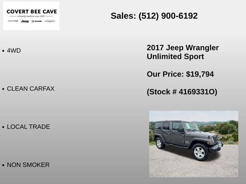 Granite Crystal Clearcoat Metallic 2017 Jeep Wrangler Unlimited Sport