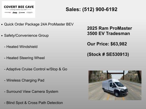 Bright White Clearcoat 2025 RAM ProMaster 3500 EV Base