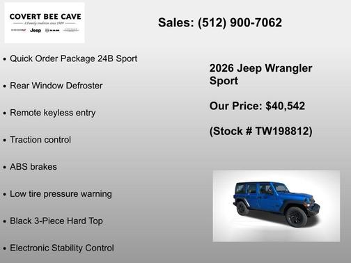 Hydro Blue Pearl 2026 Jeep Wrangler Sport
