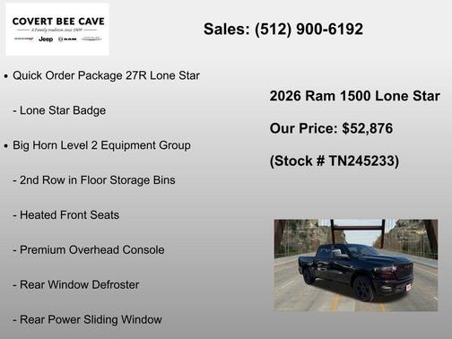 Diamond Black 2026 RAM 1500 Big Horn/Lone Star