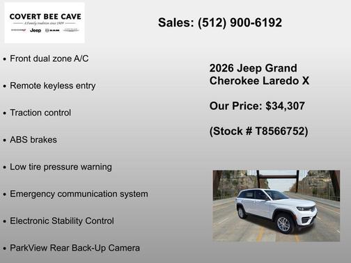 Bright White Clearcoat 2026 Jeep Grand Cherokee Laredo X