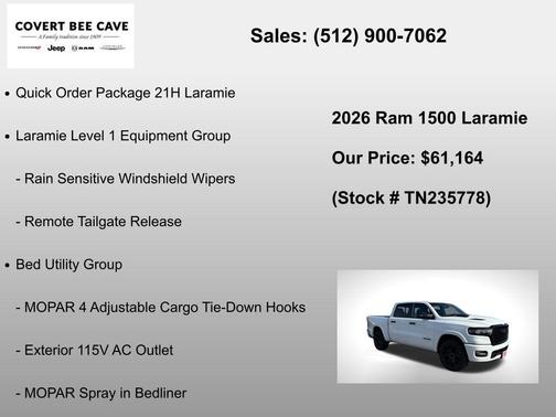 Bright White Clearcoat 2026 RAM 1500 Laramie
