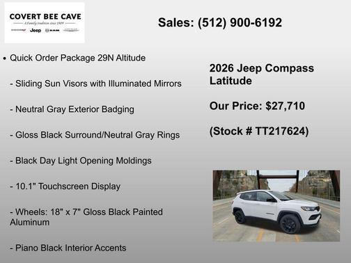 Bright White Clearcoat 2026 Jeep Compass Latitude