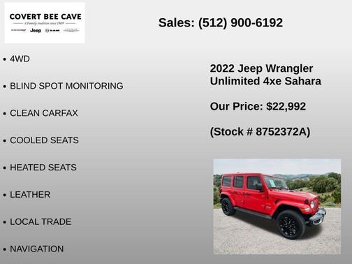 Firecracker Red Clearcoat 2022 Jeep Wrangler Unlimited 4xe Sahara