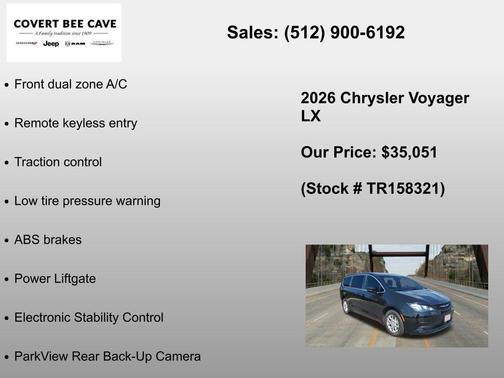 Diamond Black 2026 Chrysler Voyager LX