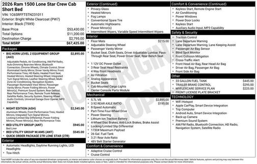 Bright White Clearcoat 2026 RAM 1500 Big Horn/Lone Star