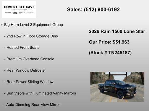 Diamond Black 2026 RAM 1500 Big Horn/Lone Star