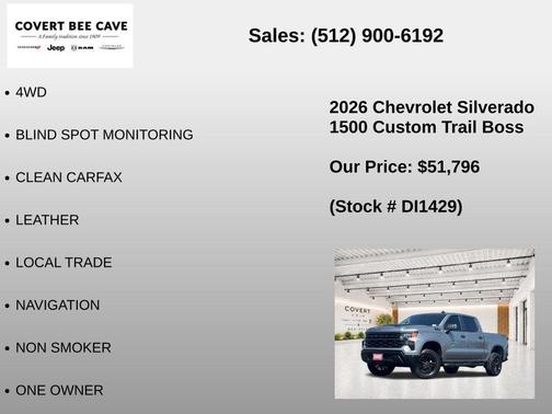 Sterling Gray Metallic 2026 Chevrolet Silverado 1500 Custom Trail Boss