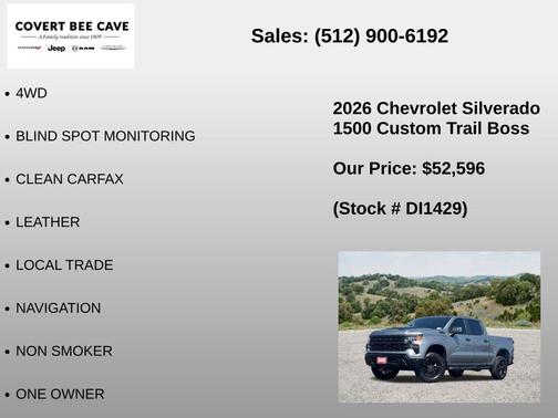 Sterling Gray Metallic 2026 Chevrolet Silverado 1500 Custom Trail Boss