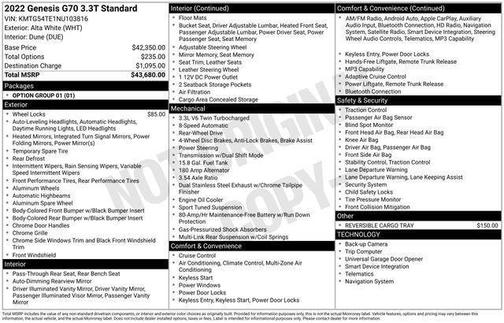 2022 Genesis G70 3.3T RWD