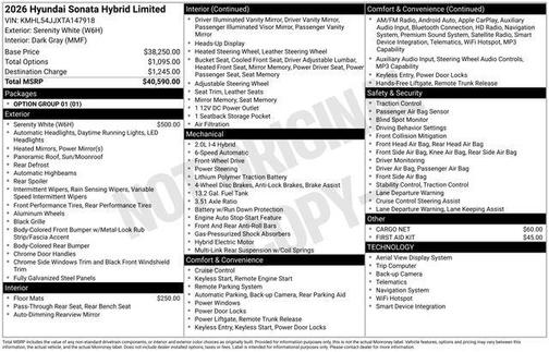 2026 Hyundai SONATA Hybrid Limited