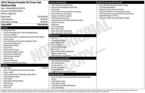 2012 Nissan Frontier SV