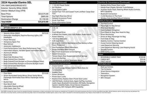 Serenity White 2024 Hyundai ELANTRA SEL