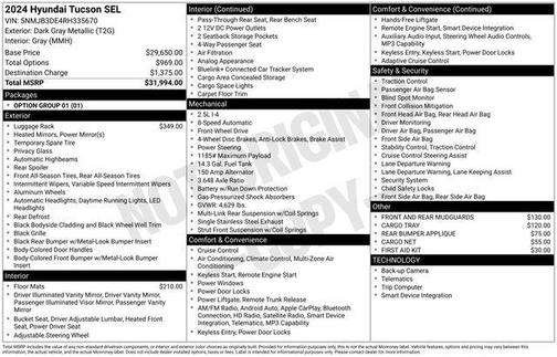 Dark Gray Metallic 2024 Hyundai TUCSON SEL
