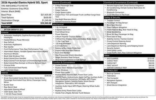 Ecotronic Gray Pearl 2026 Hyundai ELANTRA HEV SEL Sport