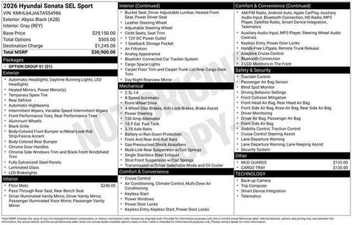 2026 Hyundai SONATA SEL