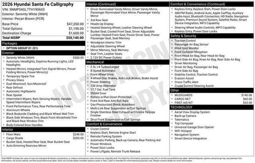 2026 Hyundai SANTA FE Calligraphy