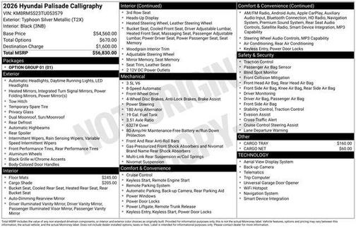 2026 Hyundai PALISADE Calligraphy