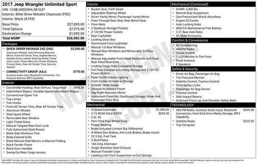 2017 Jeep Wrangler Unlimited Sport