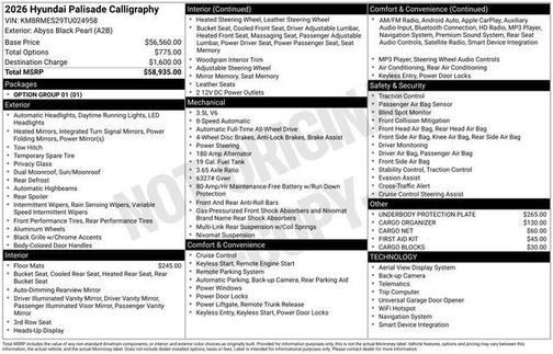 2026 Hyundai PALISADE Calligraphy