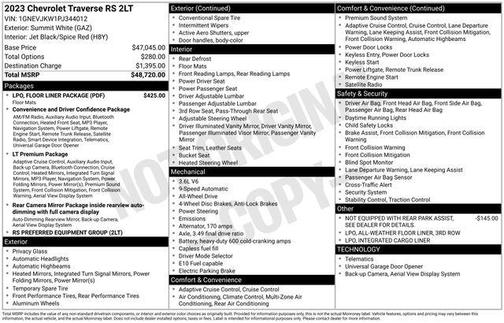 Summit White 2023 Chevrolet Traverse RS