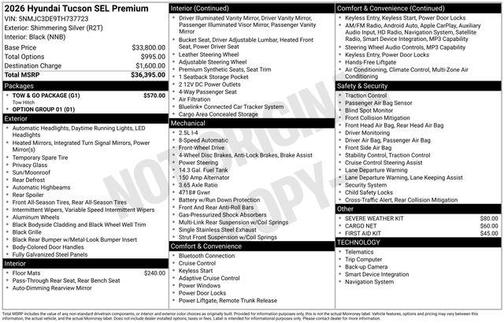 Shimmering Silver 2026 Hyundai TUCSON SEL Premium