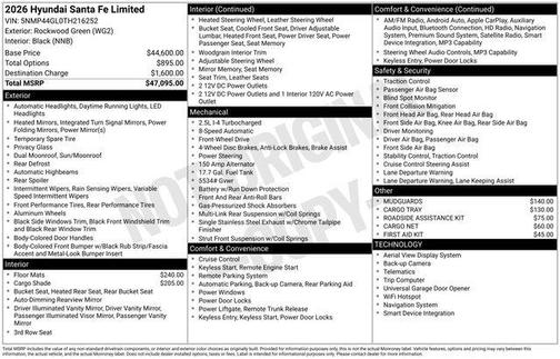 Rockwood Green 2026 Hyundai SANTA FE Limited