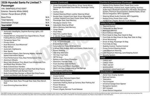 Serenity White 2026 Hyundai SANTA FE Limited