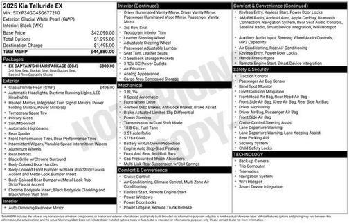 Glacial White Pearl 2025 Kia Telluride EX