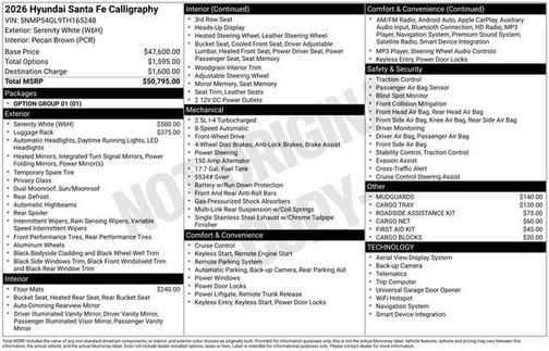 Serenity White 2026 Hyundai SANTA FE Calligraphy