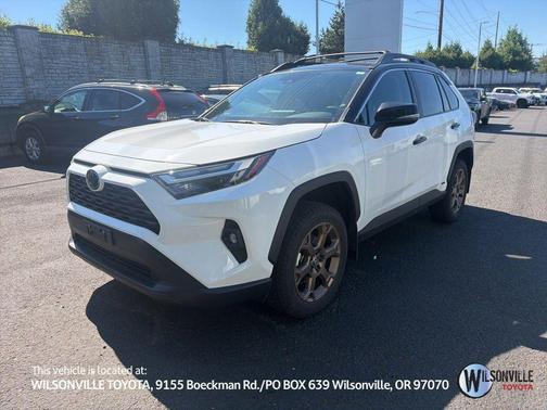 Ice Cap/Midnight Black Metallic 2025 Toyota RAV4 Hybrid Woodland Edition