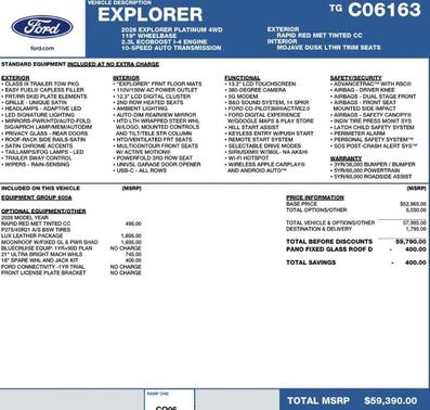 Rapid Red Metallic Tinted Clearcoat 2026 Ford Explorer Platinum