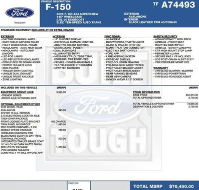 Avalanche 2026 Ford F-150 Tremor