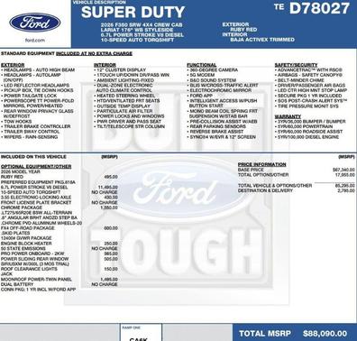 Ruby Red Metallic Tinted Clearcoat 2026 Ford F-350 Lariat Super Duty