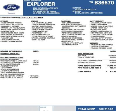 Agate Black Metallic 2026 Ford Explorer Active
