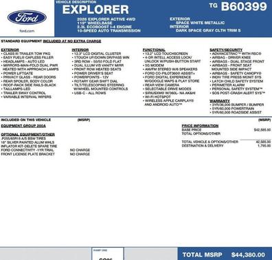 Space White Metallic 2026 Ford Explorer Active