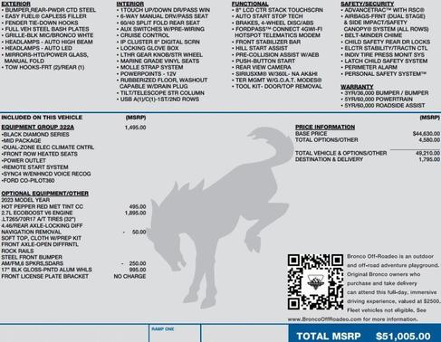 Hot Pepper Red Metallic Tinted Clearcoat 2023 Ford Bronco Black Diamond
