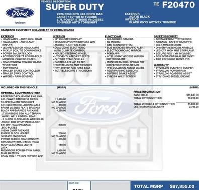 Agate Black Metallic 2026 Ford F-250 Lariat