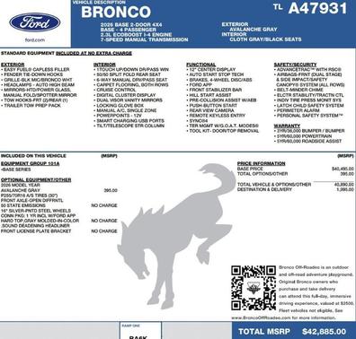 Avalanche Gray 2026 Ford Bronco Base