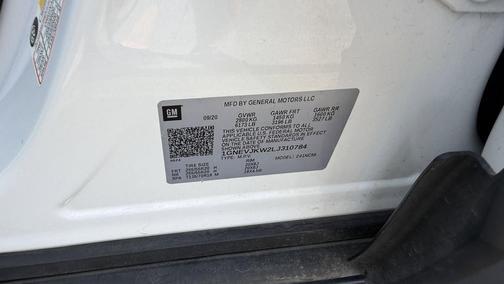 White 2020 Chevrolet Traverse RS