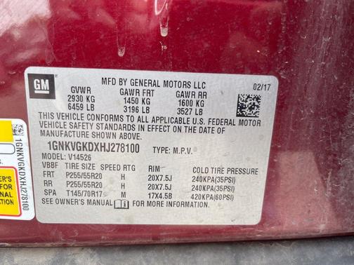 Red 2017 Chevrolet Traverse 1LT