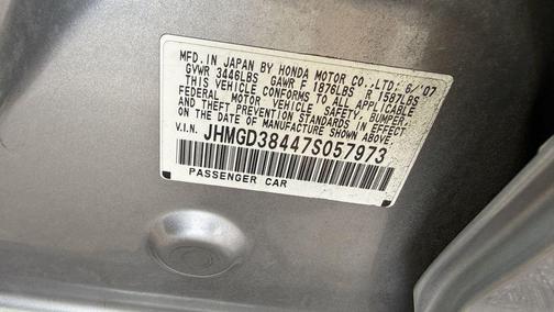 Gray 2007 Honda Fit Base