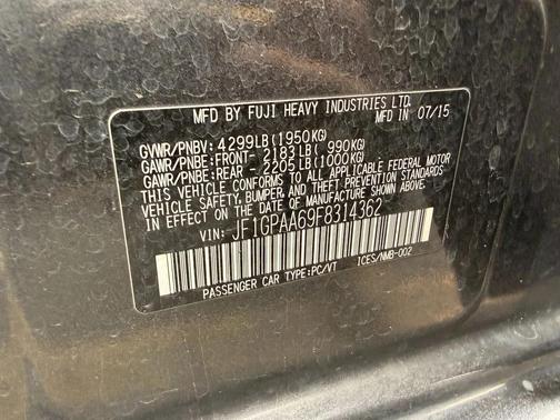 Gray 2015 Subaru Impreza 2.0i